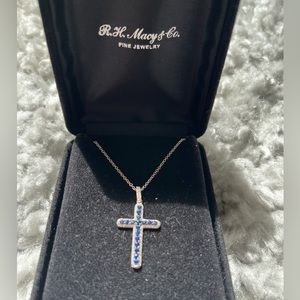 R.H. Macy & Co Blue Sapphire Cross Necklace